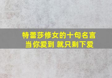 特蕾莎修女的十句名言 当你爱到 就只剩下爱